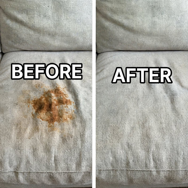 Sofa Stainer — fabric stain before and after