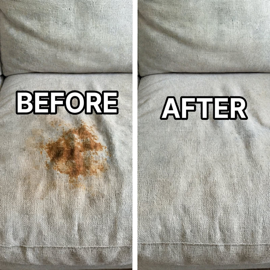 Sofa Stainer — fabric stain before and after